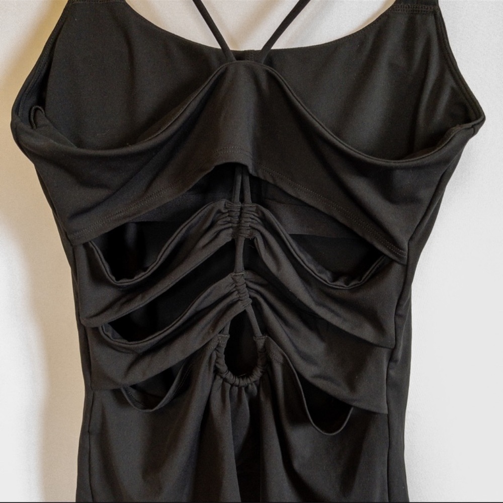 Fabletics Black Padded Loop Back Cutout Tank Top … - image 3